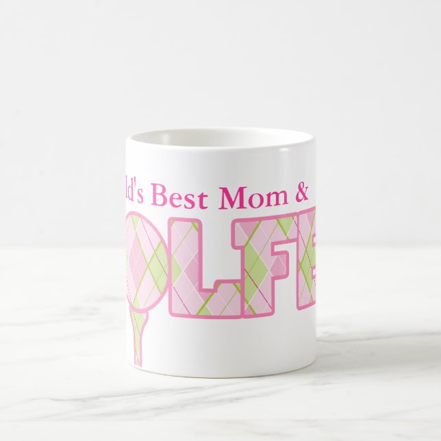 World's Best Mum & Golfer fun golfing pink mug (Center)