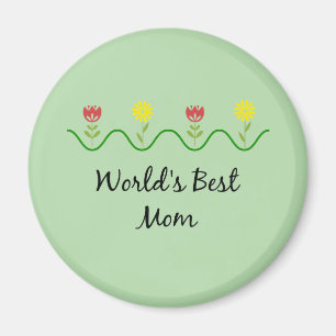 "World's Best Mum" graphic flowers design Magnet