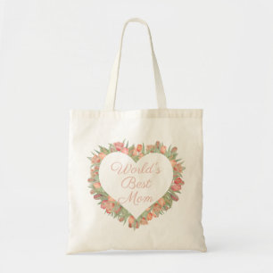 Worlds Best Mum Heart Frame Spring Flowers Tote Bag