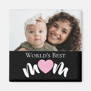 World's Best Mum Heart Photo Script Custom Magnet