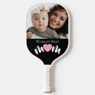 World's Best Mum Heart Photo Script Custom Pickleball Paddle