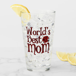 Worlds Best Mum Ladybugs Glass