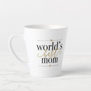 Worlds Best Mum Modern Elegant Black And Gold Latte Mug