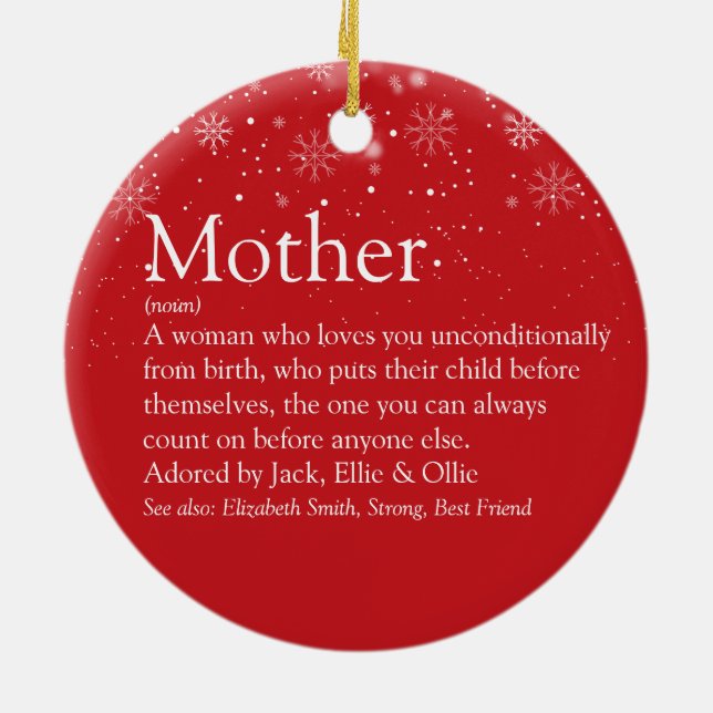 World's Best Mum Mum Mother Definition Photo Ceramic Tree Decoration (Back)