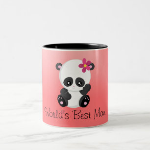World's Best Mum Panda Pink and Black Two-Tone Coffee Mug
