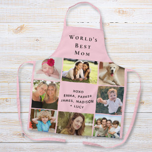 World's Best Mum Photo Collage Pink Apron