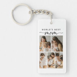 World's Best Mum Photo Collage Script Keepsake Key Ring