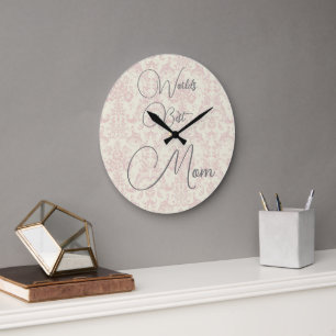 Worlds Best Mum Pink Damask Wall Clock