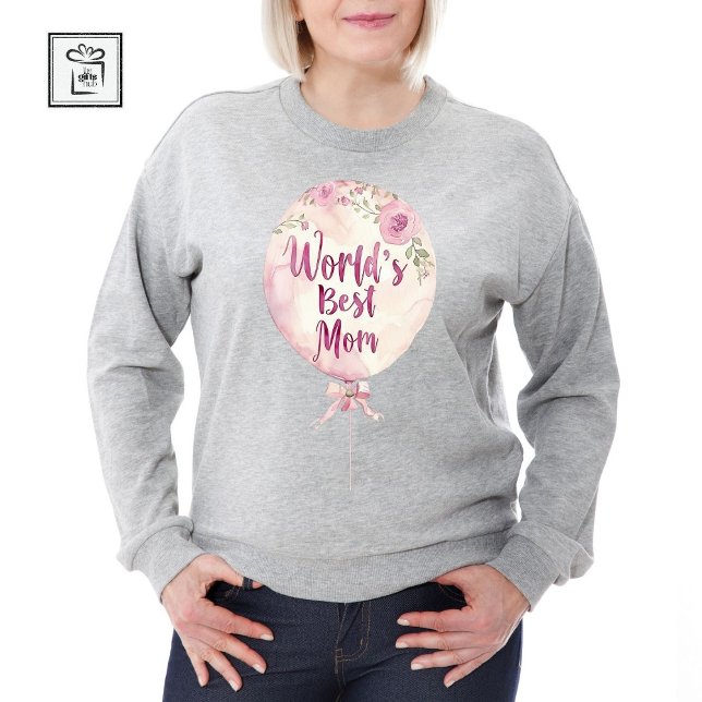 World's Best Mum Pink Floral Balloon Mother's Day T-Shirt (World's Best Mom)