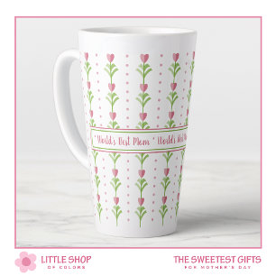 World's Best Mum Pink Floral Custom Mother's Day Latte Mug