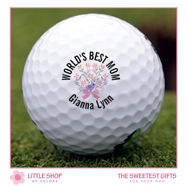 Worlds Best Mum Pink Floral Monogrammed Golf Balls (Creator Uploaded)