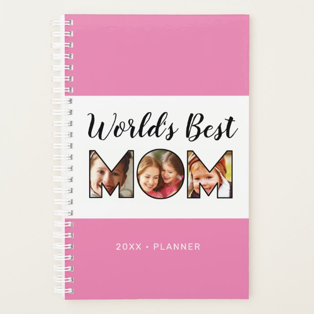 World's Best Mum Quote 3 Photo Collage 2025 Planner (Front)