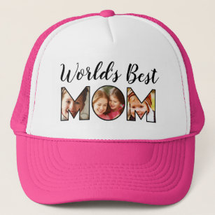 World's Best Mum Quote 3 Photo Collage Trucker Hat