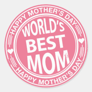 World's Best mum rubber stamp effect Classic Round Sticker