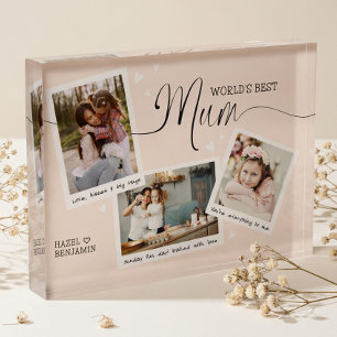 World's Best Mum Script Snapshot Mother's Day Pink Photo Block
