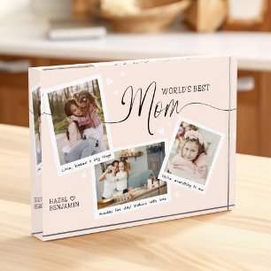 World's Best Mum Script Snapshot Mother's Day Pink Photo Block