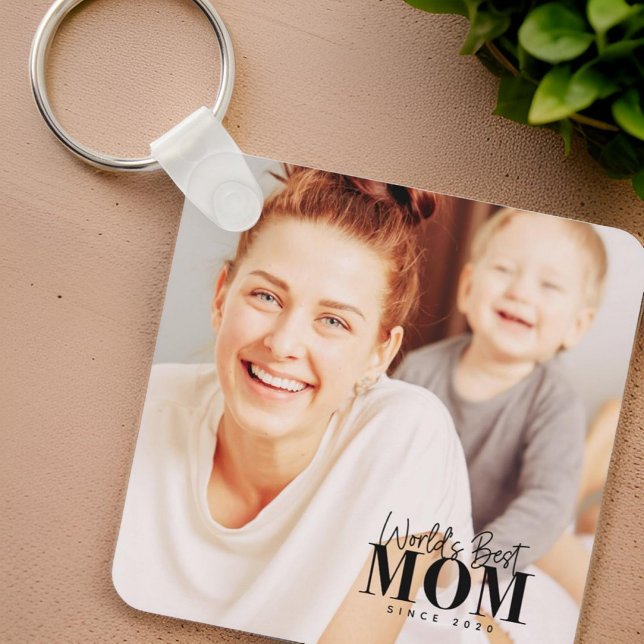 World's Best Mum Since 20XX Modern Photo Key Ring (Creator Uploaded)