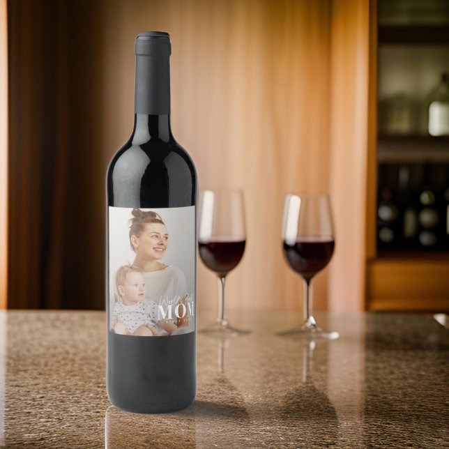 World's Best Mum Since 20XX Modern Photo Wine Label (Creator Uploaded)