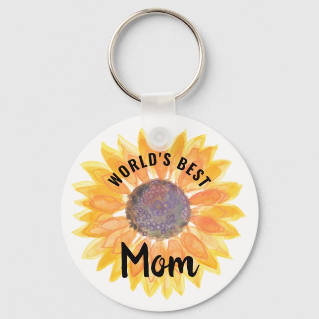 World's Best Mum Sunflower Keychain (Front)