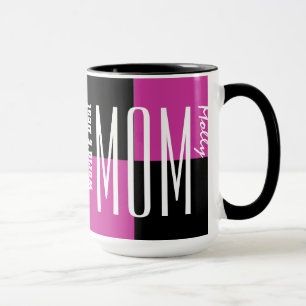 World's Best Mum Trendy Empire Text PINK BLACK Mug