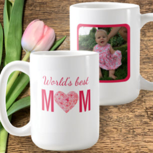 World's Best Mum Watercolor Custom Photo Gift Coffee Mug