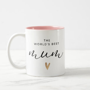 Worlds Best Mum  With Hearts Two-Tone Coffee Mug