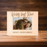 Worlds Best mum Wooden photo Etched Frames<br><div class="desc">Show your appreciation for mum’s enduring love and selflessness with our personalised wooden etched photo frame. Beautifully handcrafted, featuring template text which reads 'WORLDS BEST MOM' and is personalised with your childrens names. It's an extraordinary gift that perfectly encapsulates the essence of your love for her, making it an ideal...</div>