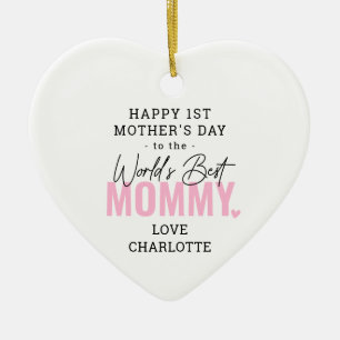 'Worlds Best Mummy' 1st Mother's Day Keepsake Ceramic Tree Decoration