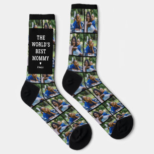 Worlds Best Mummy Custom Family Photo Collage Socks