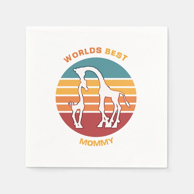 Worlds Best Mummy, Giraffes Napkin (Front)