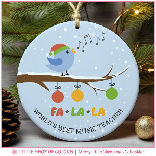 Worlds Best Music Teacher Singing Bird Ceramic Tree Decoration