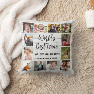 World's Best Nana Grandkids 12 Photo Collage Cushion