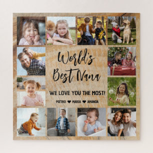 World's Best Nana Grandkids 12 Photo Collage Jigsaw Puzzle