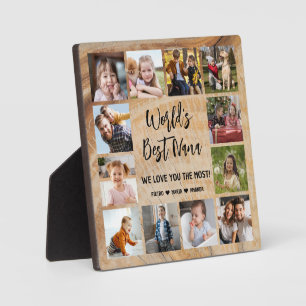 World's Best Nana Grandkids 12 Photo Collage Plaque