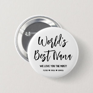 World's Best Nana Grandkids Names 6 Cm Round Badge