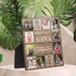 World's Best Nana Grandkids Photo Collage Wood  Plaque<br><div class="desc">Create your own photo collage  plaque  with 12 of your favourite pictures on a wood texture background .Personalise with grandkids photos . Makes a treasured keepsake gift for grandma for birthday, mother's day, grandparents day, etc</div>