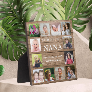 World's Best Nana Grandkids Photo Collage Wood  Plaque