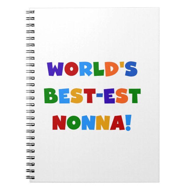 World's Best Nonna Bright Colours T-shirts and Gif Spiral Notebook (Front)