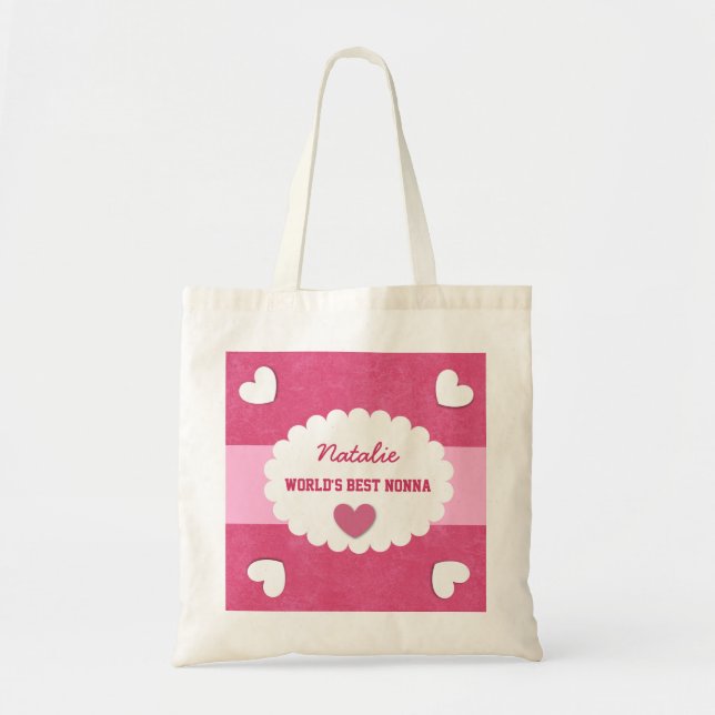 World's Best NONNA Custom Name Grandmother Gift Tote Bag (Front)