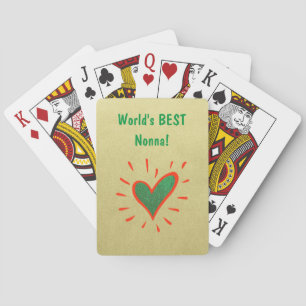 World's Best Nonna, gold, green, red, Italian Playing Cards