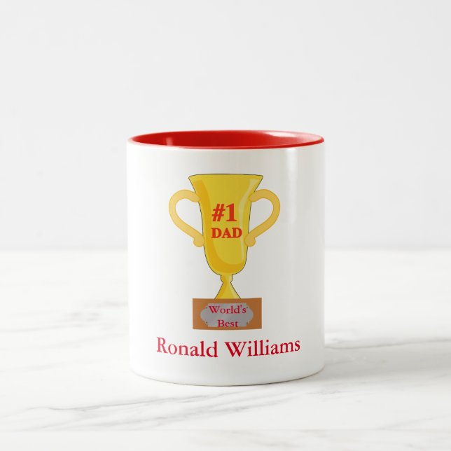 World's Best Number 1 Dad Custom Two-Tone Coffee Mug (Center)