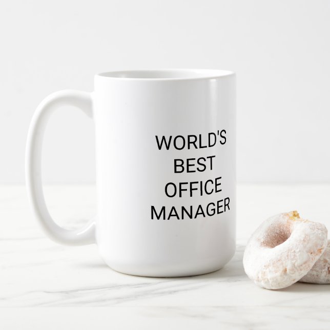 Worlds Best Office Manager Monochrome Coffee Mug (With Donut)