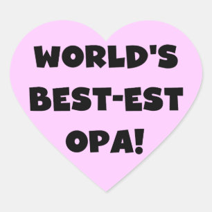 World's Best Opa Black Text T-shirts and Gifts Heart Sticker