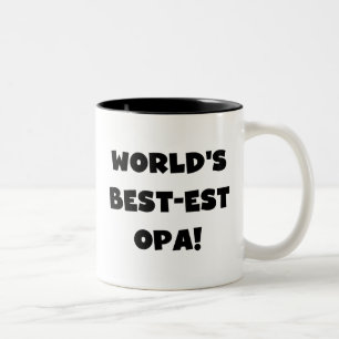 World's Best Opa Black Text T-shirts and Gifts Two-Tone Coffee Mug