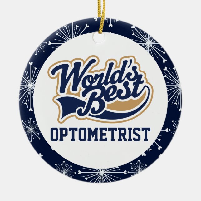 Worlds Best Optometrist Gift Ceramic Tree Decoration (Front)
