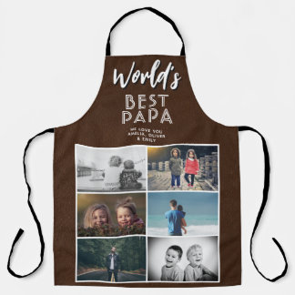 World's Best Papa Faux Leather 6 Photo Collage Apron