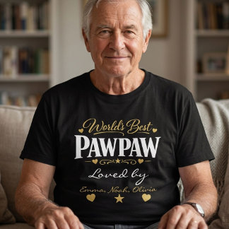 World's Best Pawpaw Custom Grandkids Names  T-Shirt