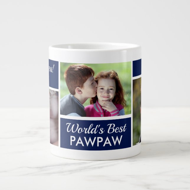 World's Best Pawpaw Photo Collage Giant Coffee Mug (Front)