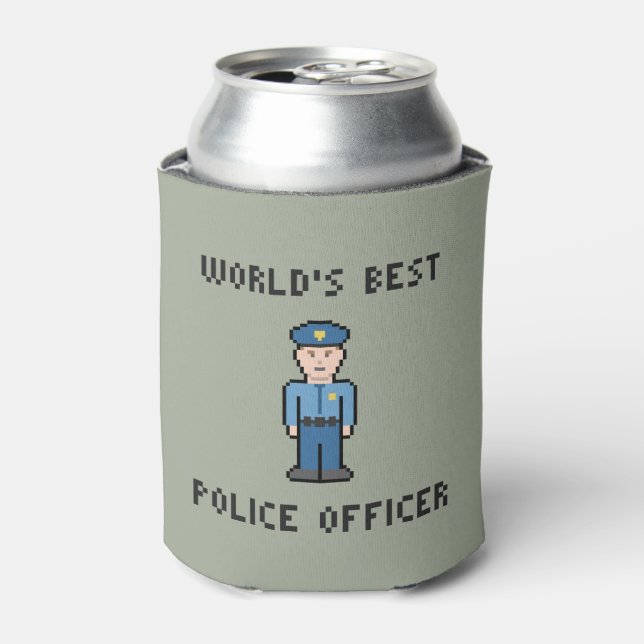 World's Best Pixel Police Officer Can Cooler (Can Front)