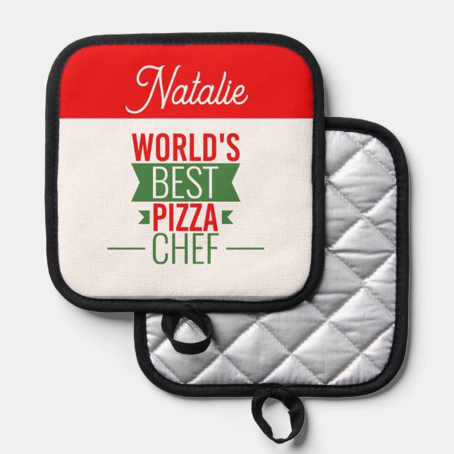 World's Best Pizza  Chef   -  personalised  Pot Holder (Front/Back)